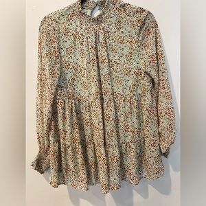 LAST CHANCE Mint Green cheetah print blouse